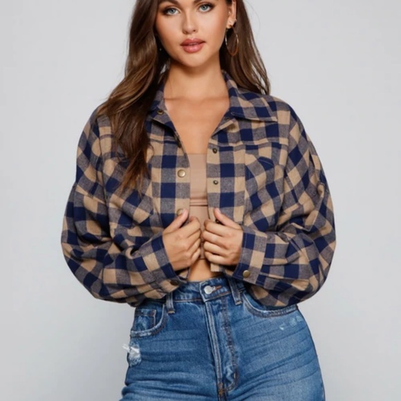 Windsor Cropped flannel jacket - Picture 2 of 8